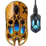 خرید موس GravaStar Mercury X Pro - بی‌سیم - طرح Battle-Worn Yellow